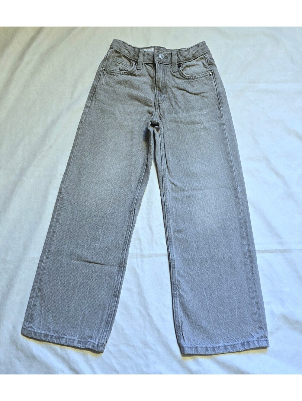 Zara Light Gray High Waist Straight Leg Jeans Size 14